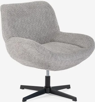 Image de Fauteuil pivotant élégant en tissu bouclé pour le salon Bureau Argile - Gris