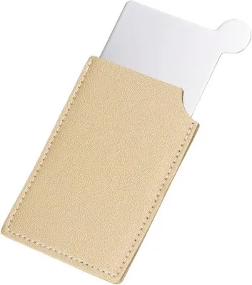 Obrázek produktu pro Kompaktní kožené zrcátko, khaki, cestovní zrcátko, 6 x 9 cm