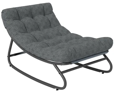 Produktbild von Schaukelstuhl Schaukelsessel mit breitem Netzsitz dickem Kissen 101 x 66 x 63 cm Grau