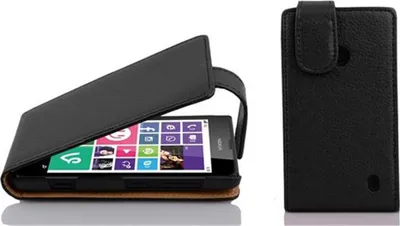 Produktbild von Cadorabo Schutzhülle für Nokia Lumia 630 / 635 Hülle in Schwarz Flip Etui Handyhülle Case Cover Kunstleder