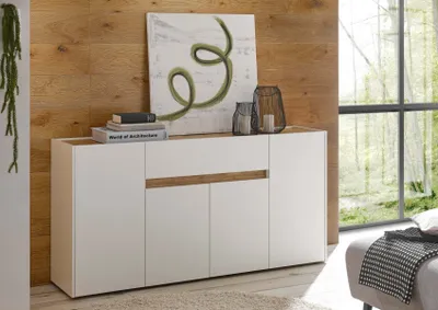 Produktbild von Sideboard 170x87 cm Eiche Weiss 4-türig + Doppelschubkasten BOSTON
