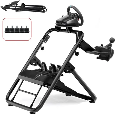 Immagine prodotto di Supporto per volante - Supporto per volante per simulatori di guida - Portavolante - Supporto per cockpit da corsa - Supporto per pedali