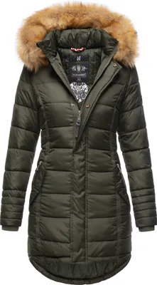 Produktbild von Navahoo PAPAYA Damen Winter Jacke Steppjacke Mantel Parka Kapuze Warm Gefüttert Olive Gr. 34- XS
