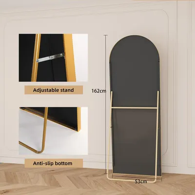 Zdjęcie produktu dla Lustro pełnopostaciowe – lustro stojące lub wiszące – 150 x 40 cm – prostokątne – do postawienia lub zawieszenia na ścianie – styl nowoczesny – czarna rama