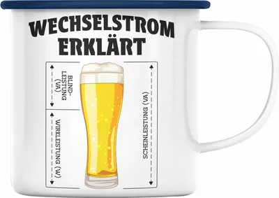 Produktbild von Trendation - Elektriker Emaille Tasse Spruch Männer Geschenk Lustig Gadget Geschenke Kaffeebecher Emaille Tassen (Blau)