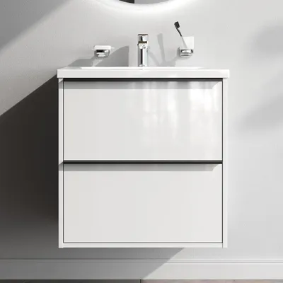 Produktbild von AM.PM Flash Waschtischunterschrank, 60 cm, mit 2 Schubladen, Farbe Weiß, als Flachpaket geliefert