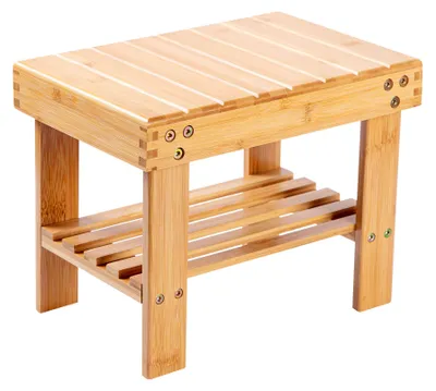 Image de Tabouret pour enfants en bambou - Banc de pieds multifonctionnel et espace de rangement