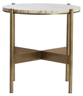 Produktbild von Light & Living Beistelltisch MACAPA antik bronze mit creme Travertin – Ø47x45 cm