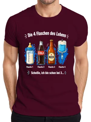 Immagine prodotto di Quattro bottiglie della vita. Ho già acquistato 3 magliette "Statement Sarkasmus" da uomo, colore bordeaux, taglia M