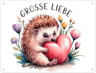 Produktbild von Igel mit Herz - Große Liebe Metallschild in 15x20 cm
