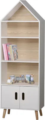 Produktbild von Kinderbuchregal Haus, Regal für Kinder hoch, weiß 50x30x147cm