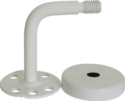 Produktbild von Modell C Edelstahlhalter Weiss pulverbeschichtet gewinkelt mit Gewinde zum Eindrehen in Holzhandlauf