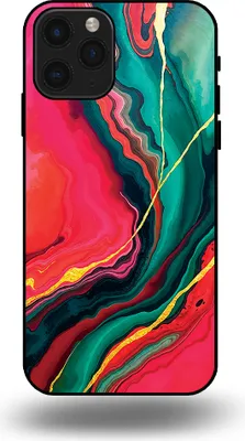 Produktbild von Smartphonica Telefon Fall geeignet für iPhone 11 Pro mit roten grünen Marmor Print - TPU Backcover Fall rot grün Marmor Design