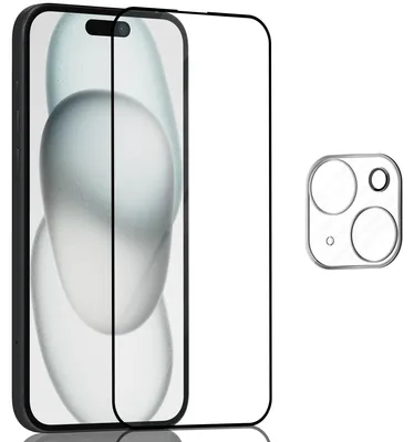 Obrázek produktu pro 1-balení iPhone 15 Ochranné sklo na displej & 1-balení ochrana objektivu - Tvrzené sklo 9H - Super kvalita 3D