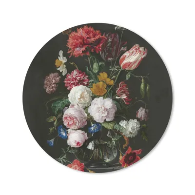 Produktbild von MuchoWow® Mauspad Mousepad Stilleben mit Blumen in einer Glasvase - Gemälde von Jan Davidsz. de Heem 20x20 cm - Mousepads - Maus Mat - Pad - Mausunterlage - Schreibtischmatte