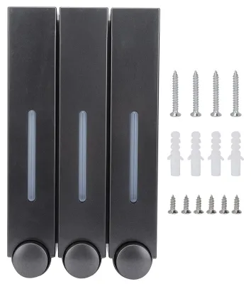 3-in-1 Zeepdispenser, Wandmontage, 3 x 420 ml, ABS, schwarz