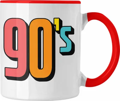 Produktbild von Trendation - 90er Jahre Tasse "90's" - Retro Geschenk für Nostalgiker (Rot)