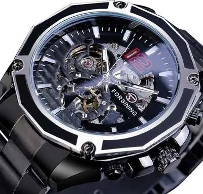 Produktbild von Forsining RH-14577 Herrenuhr – Eleganz in Schwarz KP14577
