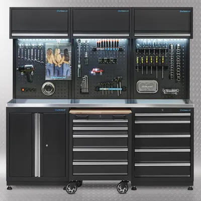 Productafbeelding van Werkplaatsinrichting PREMIUM met RVS werkblad 204 cm breed