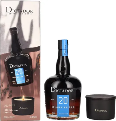 Produktbild von Dictador 20 Years Old ICON RESERVE Colombian Rum 40% Vol. 0,7l in Geschenkbox mit Kerze