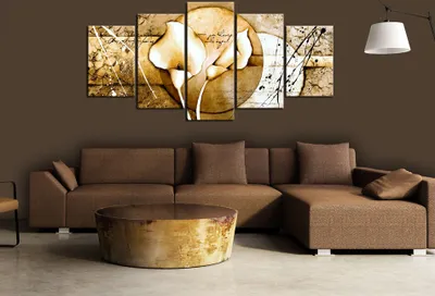 Produktbild von Akustikbild Blumen Abstrakt 200x100 cm Bilder Akustikschaum Hochleistungsschallabsorber Schallschutz Leinwand 5 tlg Wandbild Raumakustik Schalldämmung b-A-0232-b-o