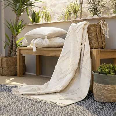 Produktbild von Plaid Can Marca 100% Baumwolle creme 130x170cm – Kuscheldecke