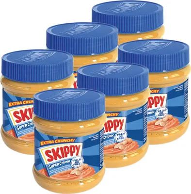 Produktbild von SKIPPY 6x Erdnussbutter "Super-Chunk" Peanut Butter Crunchy Ohne Palmöl 6x 340g