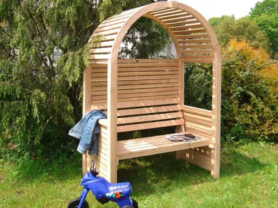 Produktbild von Pergola mit Sitzbank - Abmessung: 128 x 73 x 196 cm (B x T x H)