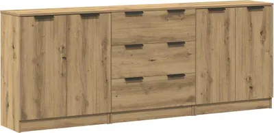 Immagine prodotto di Credenze 3 pz Rovere Artigianale 60x30x70 cm Legno Multistrato