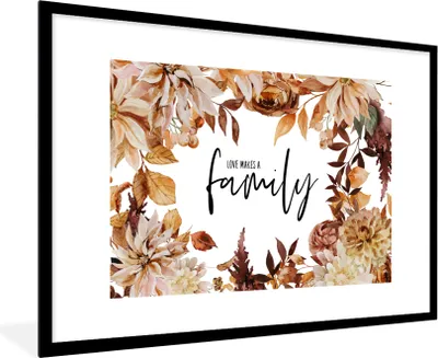 Produktbild von MuchoWow® Gerahmtes Poster Liebe macht eine Familie - Zitate - Sprichwörter 90x60 cm - Poster mit Schwarzem Bilderrahmen Wandposter Rahmen Foto Bilder - Wanddekoration - Fotos