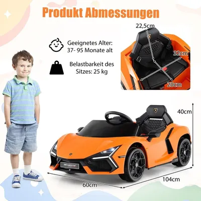 Immagine prodotto di Auto elettrica per bambini da 12 V con luci a LED - Arancione