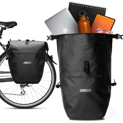 Produktbild von Gepäckträgertasche Fahrradtasche wasserdicht - 25,4 l - Schultergurt und Tragegriff - Mit Reflektoren - Für Gepäckträger
