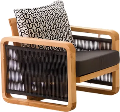 Produktbild von Moderner schwarzer Holzsessel für Terrasse und Balkon