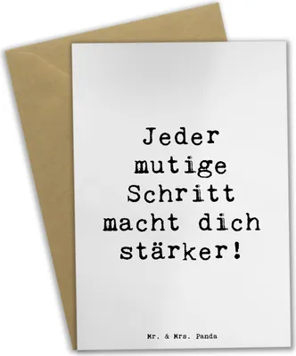 Produktbild von Mr. & Mrs. Panda Grußkarte Spruch Angst überwinden - Weiß - Geschenk, weihnachtskarten, Trost, einladungskarten, kommunionskarte, Zuversicht, Motivation, Stärke, Liebe