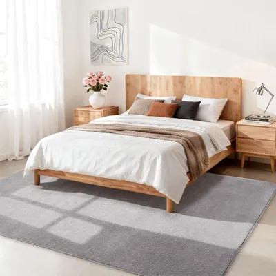 Niedrigfloriger Teppich, 200 x 280 cm, hellgrau, rechteckig, waschbar