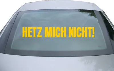 Produktbild von Indigos UG - Aufkleber Heckscheibe & Motorklappe DE2316 - gold - 600x85 mm - Hetz mich nicht! - Auto Scheiben Fenster Heckklappe Tuning Racing JDM - Die cut