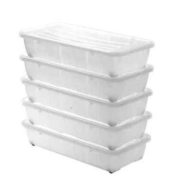 Image de Boîte de rangement, bac sous le lit, 30L, couvercle, roues, transaprent