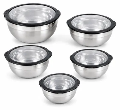 Immagine prodotto di Solidchoice - Set di 5 ciotole per impasto in acciaio inossidabile con coperchi ermetici