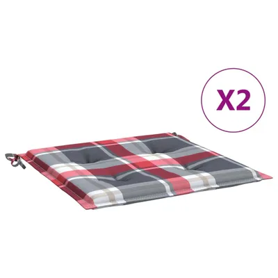 Image de vidaXL Coussin de chaise de jardin 2pcs rouge à carreaux 50x50x3cm tissu Oxford