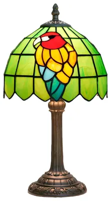 Image de Lampe Parrot Tiffany : Lampe de table en verre vert pour la maison et le bureau