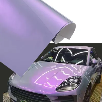 Image de Film adhésif pour voiture, effet "Chameleon", violet-gris, brillant, auto-adhésif, avec canaux d'évacuation d'air, dimensions : 50 x 152 cm