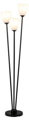 Produktbild von COSTWAY Stehlampe 153cm, Stehleuchte Metall 3 flammige, Bodenlampe mit E27-Fassungen, Sockel & Fußschalter, Standlampe Schwarz