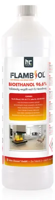 Produktbild von 1 L FLAMBIOL® Bioethanol 96,6% Premium für Ethanol-Tischkamin in Flaschen