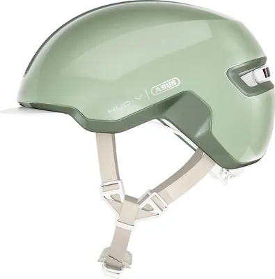 Produktbild von ABUS Fahrradhelm HUD-Y - mit magnetischem, aufladbarem LED-Rücklicht & Magnetverschluss - Stilsicherer Urban-Helm für den Alltag - für Damen und Herren - pure pistachio, Größe M