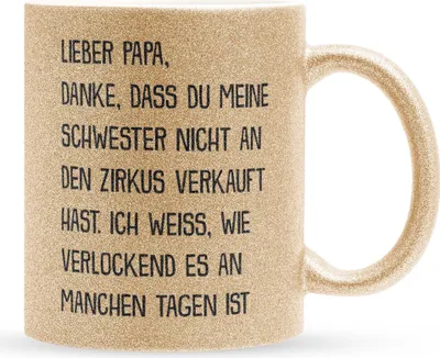 Produktbild von 22Feels Glitzertasse Gold Papa Geschenk Vatertag Vater Geburtstag Kaffeetasse Männer Weihnachten Haferl Geschenkidee Bürotasse