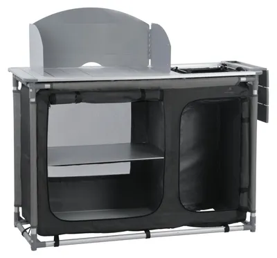 Immagine prodotto di Cucina da campeggio pieghevole - Struttura in alluminio - Con lavello e paravento - 117 x 50 x 111 cm