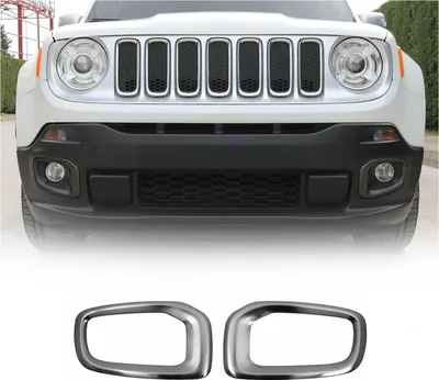 Produktbild von Nebelscheinwerfer Rahmen für Jeep Renegade 2014-2019 Chrom Gebürstet Dunkel 2x