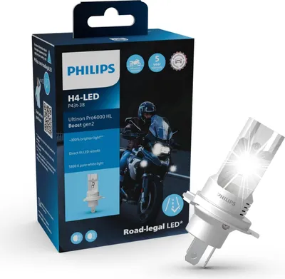 Image de Philips H4 11342U60B2X1 Ultinon Pro6000 Boost HL Gen 2 Lampe LED pour moto P43t 18W blanc lumière du jour 8719018027900
