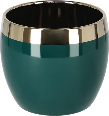 Immagine prodotto di KOTARBAU® vaso da fiori in Vetroceramica ⌀ 125 mm verde-oro rotondo