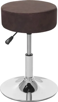 Image de Tabouret HWC-C22, tabouret de maquillage, réglable en hauteur Ø 35cm ~ imitation daim, vintage brun foncé
